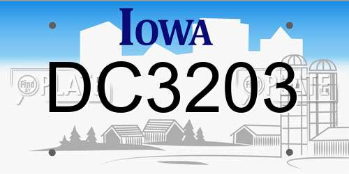 DC3203 Iowa License Plate
