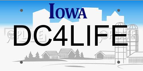 DC4LIFE Iowa License Plate