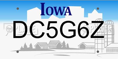 DC5G6Z Iowa License Plate