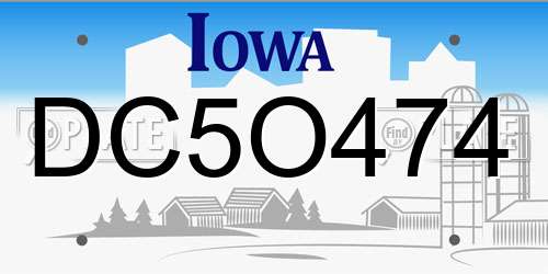 DC5O474 Iowa License Plate