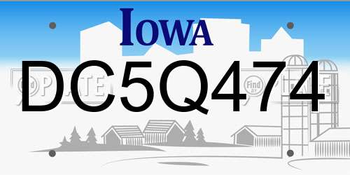 DC5Q474 Iowa License Plate