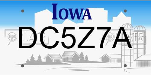 DC5Z7A Iowa License Plate
