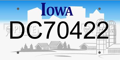 DC70422 Iowa License Plate