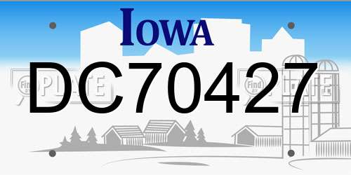 DC70427 Iowa License Plate