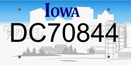 DC70844 Iowa License Plate