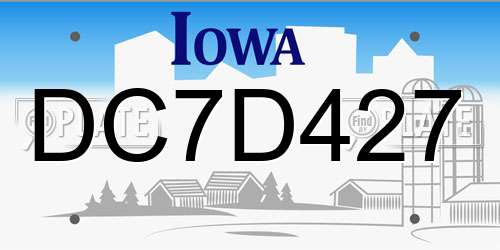 DC7D427 Iowa License Plate