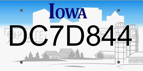 DC7D844 Iowa License Plate