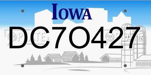 DC7O427 Iowa License Plate