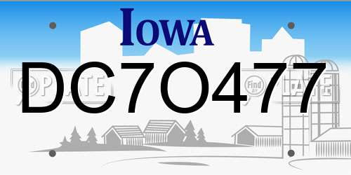 DC7O477 Iowa License Plate