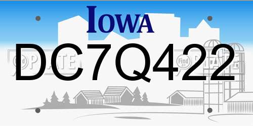 DC7Q422 Iowa License Plate