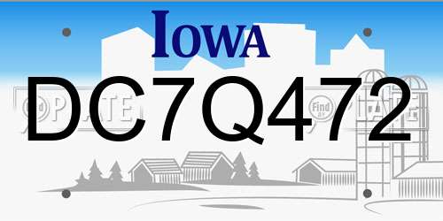 DC7Q472 Iowa License Plate