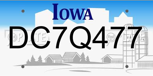 DC7Q477 Iowa License Plate