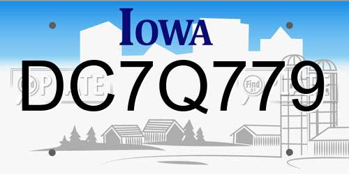 DC7Q779 Iowa License Plate