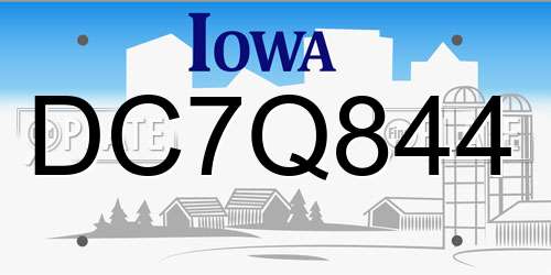 DC7Q844 Iowa License Plate