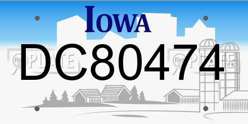 DC80474 Iowa License Plate