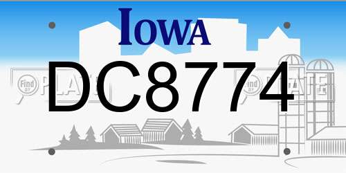 DC8774 Iowa License Plate