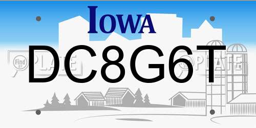 DC8G6T Iowa License Plate