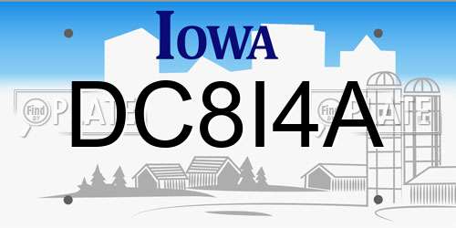 DC8I4A Iowa License Plate