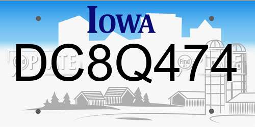 DC8Q474 Iowa License Plate