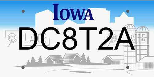 DC8T2A Iowa License Plate