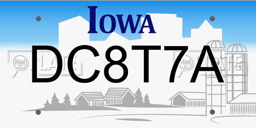DC8T7A Iowa License Plate