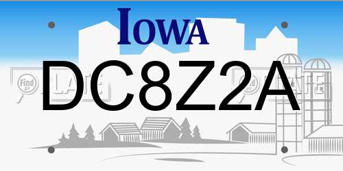 DC8Z2A Iowa License Plate