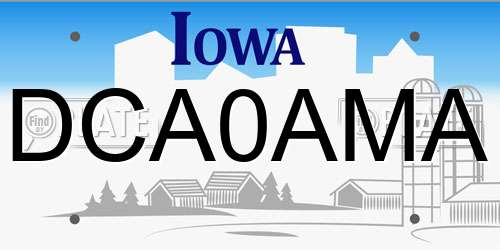 DCA0AMA Iowa License Plate