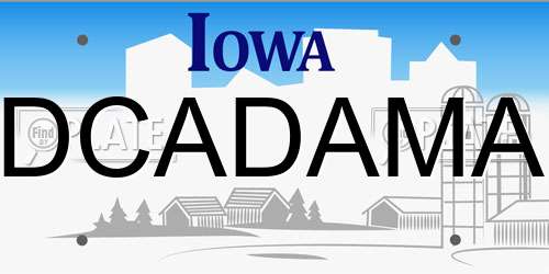 DCADAMA Iowa License Plate