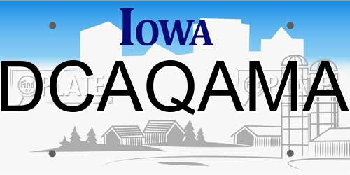 DCAQAMA Iowa License Plate
