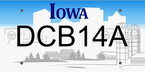 DCB14A Iowa License Plate