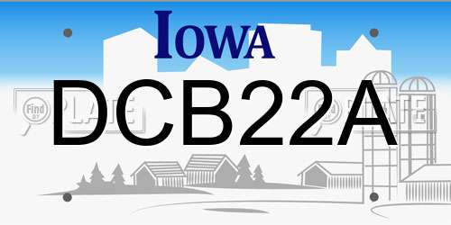 DCB22A Iowa License Plate