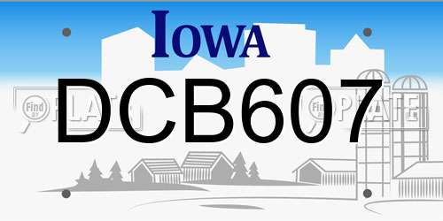DCB607 Iowa License Plate