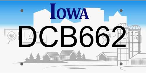 DCB662 Iowa License Plate