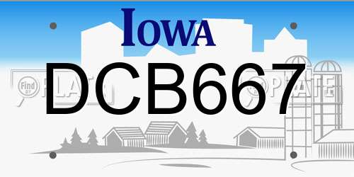 DCB667 Iowa License Plate