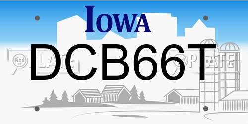 DCB66T Iowa License Plate