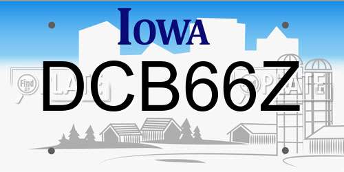 DCB66Z Iowa License Plate