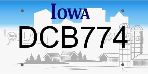 DCB774 Iowa License Plate