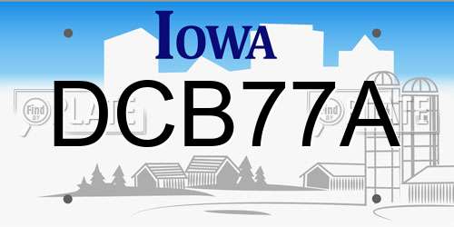 DCB77A Iowa License Plate