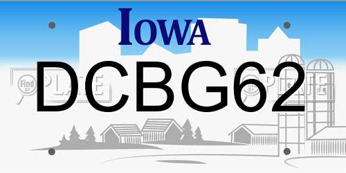 DCBG62 Iowa License Plate