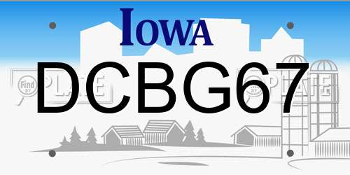 DCBG67 Iowa License Plate