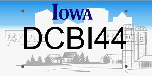 DCBI44 Iowa License Plate