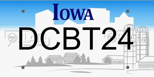DCBT24 Iowa License Plate