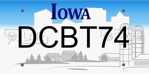 DCBT74 Iowa License Plate