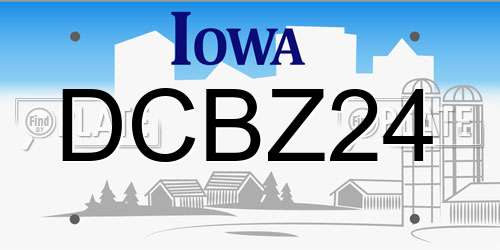 DCBZ24 Iowa License Plate