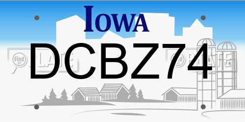 DCBZ74 Iowa License Plate