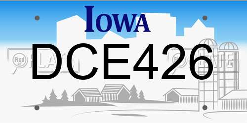DCE426 Iowa License Plate