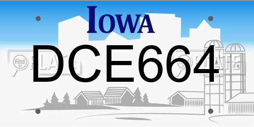 DCE664 Iowa License Plate