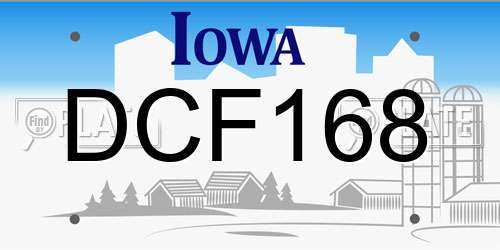 DCF168 Iowa License Plate