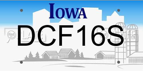 DCF16S Iowa License Plate