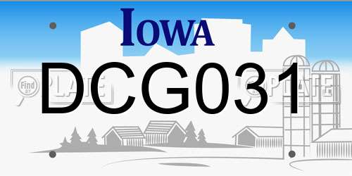 DCG031 Iowa License Plate